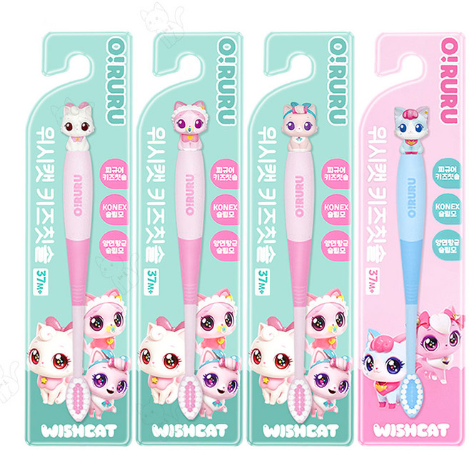 위시캣 오루루 키즈 피규어 칫솔, 4개, 1개입, 아이냥+베베냥+이쁘냥+코코냥