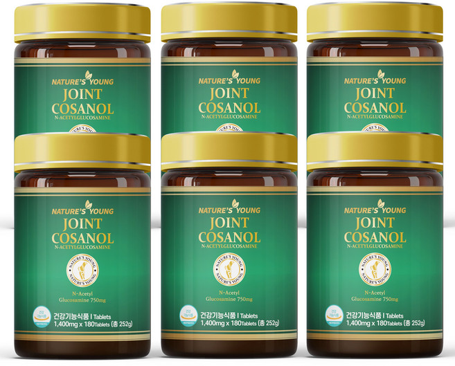 호주 네이쳐스영 초록입홍합 조인트코사놀 90000 글루코사민, 6개, 180정