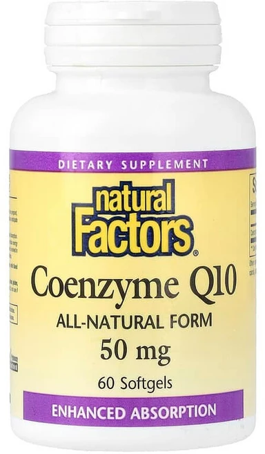 Natural Factors 코엔자임 Q10 50mg 소프트젤 60정 NFS-02073, 1개 - 쿠팡