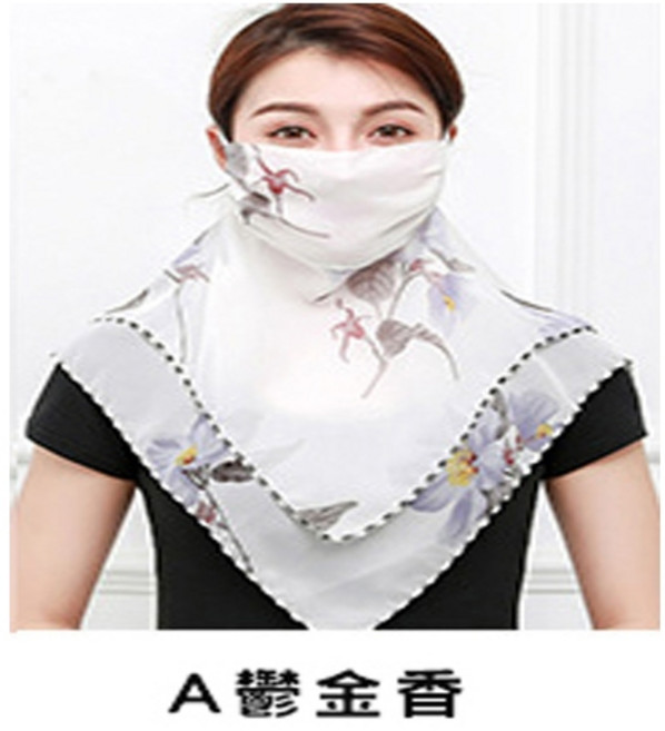 遮陽防曬透氣雪紡口罩絲巾 戶外騎行防曝曬時尚圍脖, 1個, A鬰金香, 鬰金香