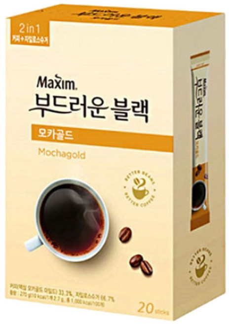 동서 블랙 맥심 부드러운 모카골드 20T 커피 맥심 맥스웰 커피믹스 맥스웰하우스, 2.7g