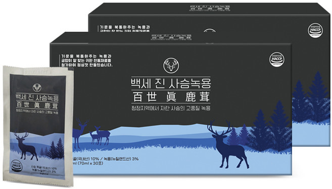 [뭉치면 싸다] 백세 진 사슴녹용 녹용엑기스 사슴육골 2개월분 유니바이오, 2박스, 2.1L