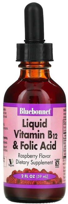 블루보넷 리퀴드 비타민 B12 & 엽산 내추럴 라즈베리, 59ml, 1개 - 쿠팡