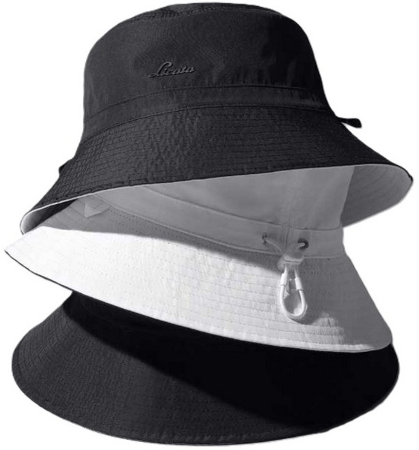 리카타 골프 투웨이핏 리버시블 양면 버킷햇 벙거지 남녀공용 사이즈조절 모자, E45103 화이트블랙, 화이트블랙, 1개