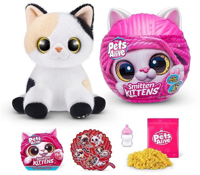 Pets Alive ZURU Nurture Play Smitten Kittens Surprise (버먼 캣 보니) 부드러운 장난감 언박싱 인터랙티브 10가지 사운드 채택 374, Minx