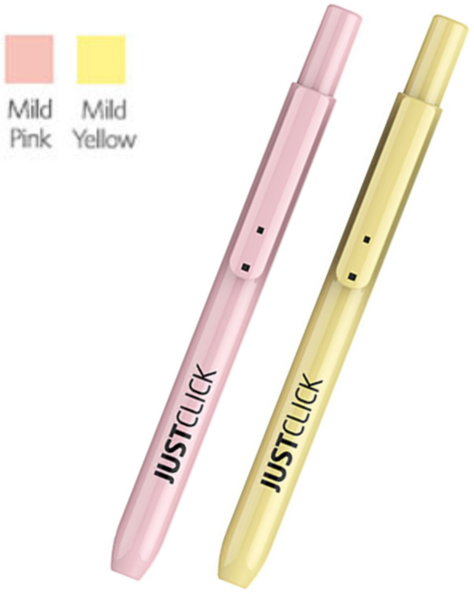 모리스 저스트클릭 형광펜S 마일드 노크식 형광펜, 1개, 연핑크+연노랑