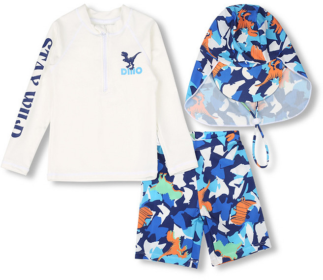 별맘 남아 래쉬가드 상의+반바지+플랩캡 세트 키즈수영복 세트