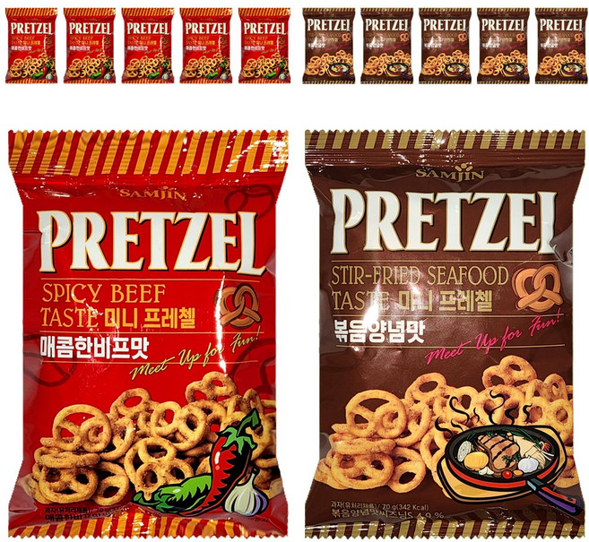 미니 프레첼 매콤비프 6개+볶음양념 6개, 12개, 70g