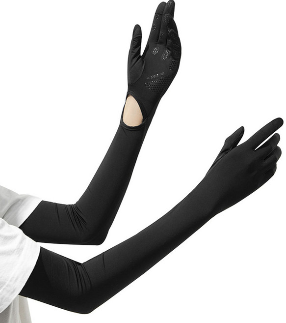 Oceansunfish 햇빛 차단 팔토시 논슬립 장갑, 블랙