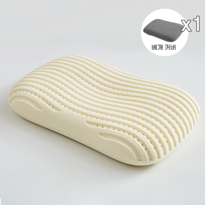 NUNUHANA 땅콩형 천연라텍스 경추 베개 DM76, 1개, 진그레이