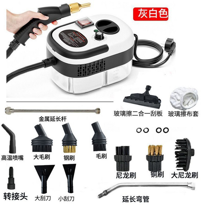 蒸氣清潔機 高溫高壓蒸汽清潔機 廚房油汙家用, 白灰色雙配件豪華款,美規