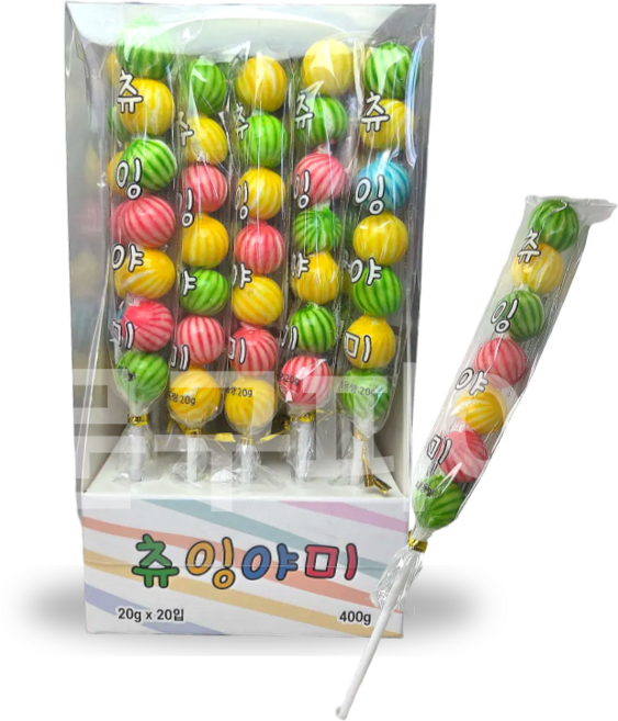 츄잉야미 과일모양 풍선껌 꼬지껌, 1개, 400g