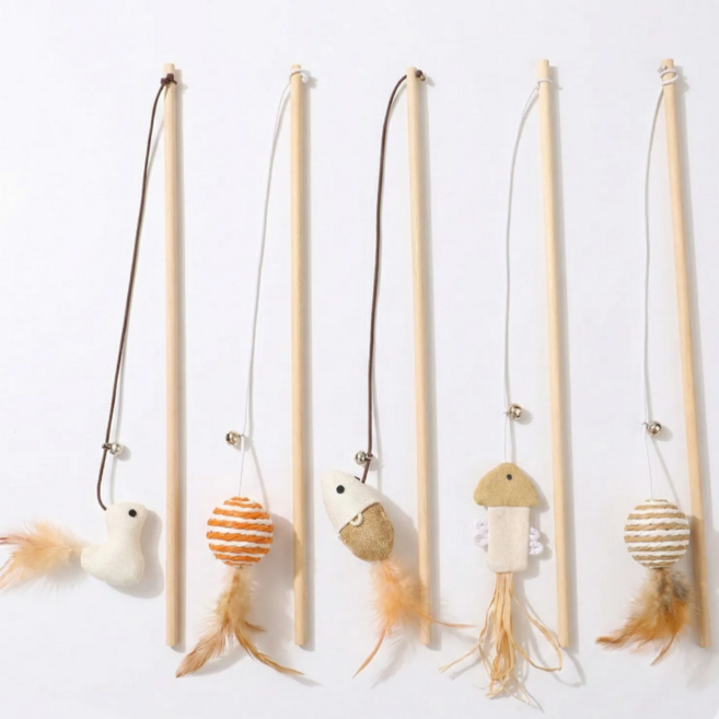 토키벌룬 고양이 장난감 사냥 우드 낚시대, 1개, WSP1987-A 타입