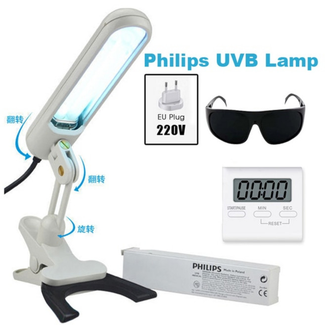 글렌 UVB 협대역 램프 가정용 광선 요법 백반증 308nm, 02 220V EU PLUG, 1개