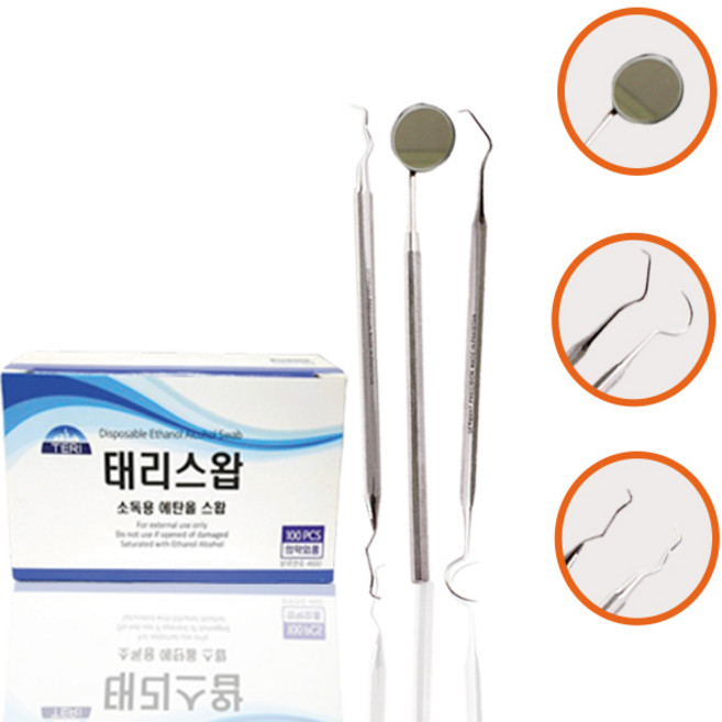 바다르산스 치석제거기+치경+탐침+알콜솜 100매, 단품, 1개