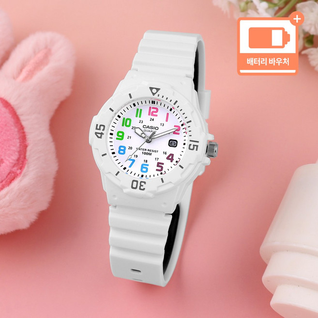 카시오 초등학생 키즈시계 패션 학습 선물용 어린이 아동 여아 우레탄 아날로그 손목시계 + 배터리 바우처