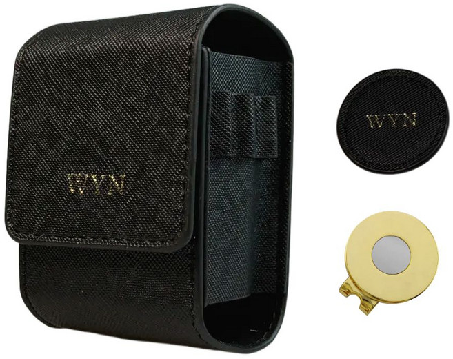 윈스튜디오 골프공 주머니 골프볼 파우치 케이스 가방 2구, 블랙(골드), 1개