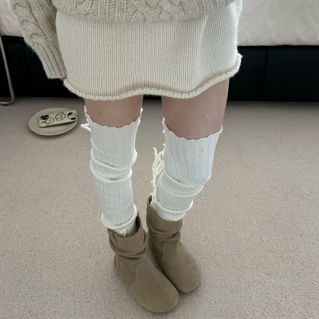 May 3 Socks 여성용 순색 꽃무늬 겨울 양말 세트 다리 보온기 다리 따뜻한 장갑 발목 커버 다리 따뜻한 장갑 장목 양말 중목 양말 방한 용품 1족 세트