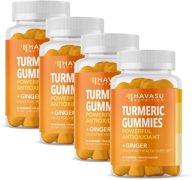 하바수 뉴트리션 터메릭 강황 진저 구미 복숭아맛 HAVASU NUTRITION Turmeric Ginger Gummy, 4개 - 쿠팡