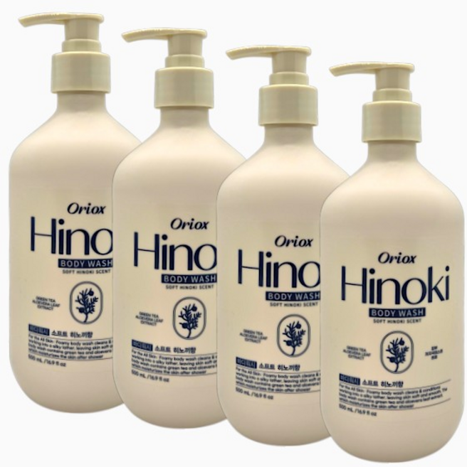 오릭스 퍼퓸 바디워시 소프트 히노끼향, 4개, 500ml