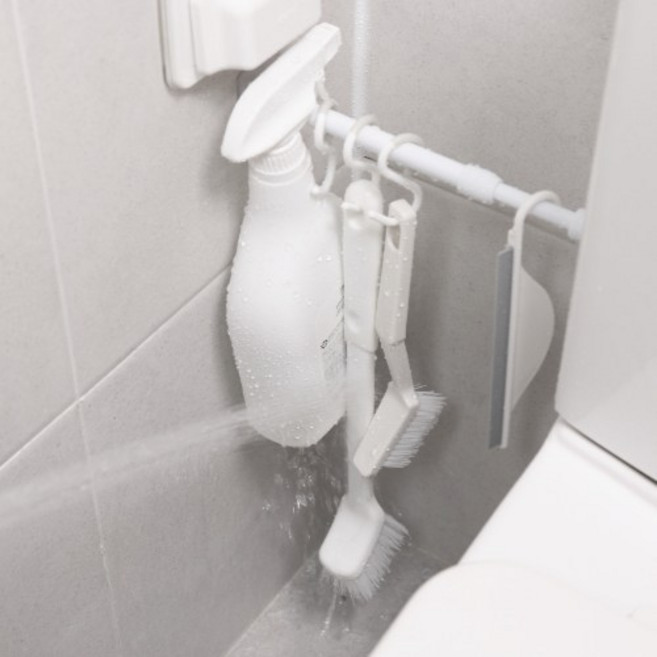 홈튜디오 무타공 공중부양 압축봉 청소솔 6종세트, 화이트, 1세트