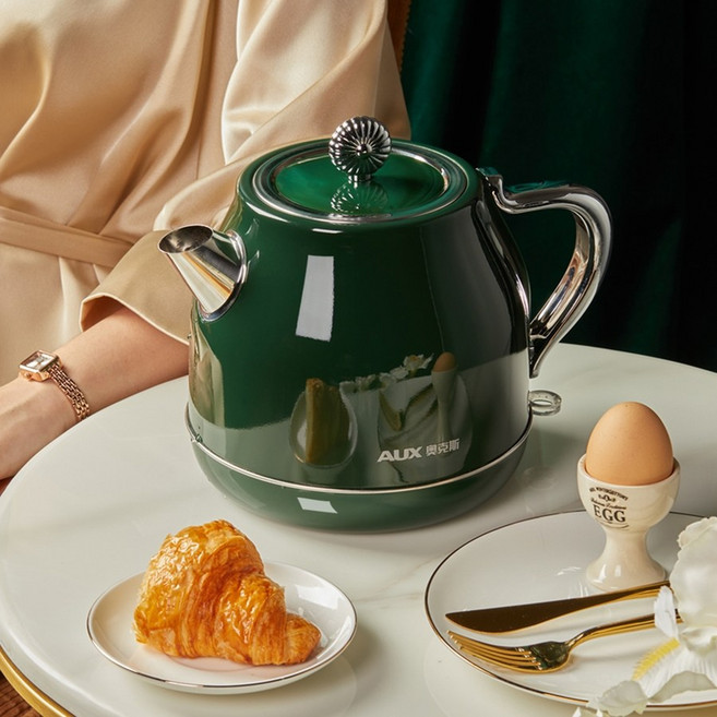 복고 럭셔리 전기주전자 포트 304스텐 1.5L 소품 이쁜 자동, 02.오프화이트 1.5L