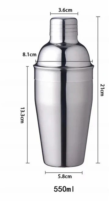 350/550/750ml Barware 식품 등급 스테인레스 스틸 칵테일 셰이커 칵테일 믹서 와인 마티니 셰이커 누출 방, 02 550ml cocktail shake