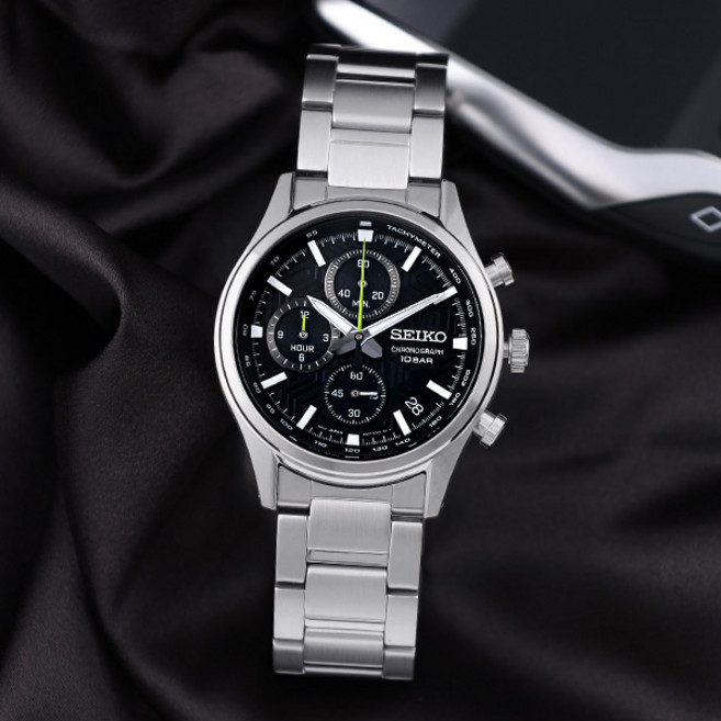 세이코 남성 정장 메탈 밴드 블랙 100미터 방수 야광 캐주얼 남자 손목 시계
