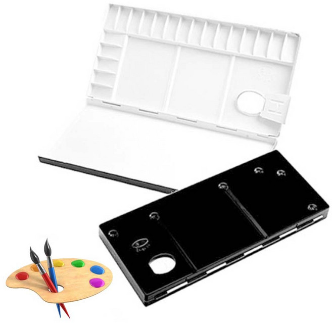 흥일 알루미늄 파레트-팔레트 수채화 아크릴 문구 학생용 미술용품, 검정, 20칸(No.420)