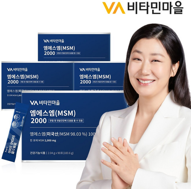 비타민마을 MSM (엠에스엠) 2000 분말 100 총360포 4박스 12개월분, 90회분