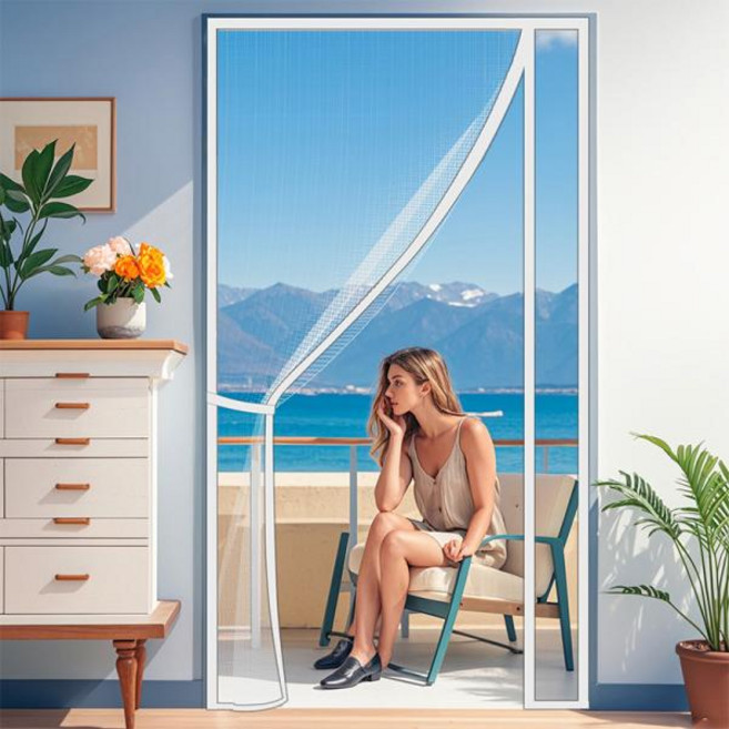 방충망 자석 현관 자동 모기차단 벌레차단 출입문 간편설치 TYMF 자기 도어 스크린 창 모기장 흰색 오프닝 사용자 정의 크기 커튼 곤충 메쉬 및 모기 방지 보이지 않는 그물, 100)Width 115cm