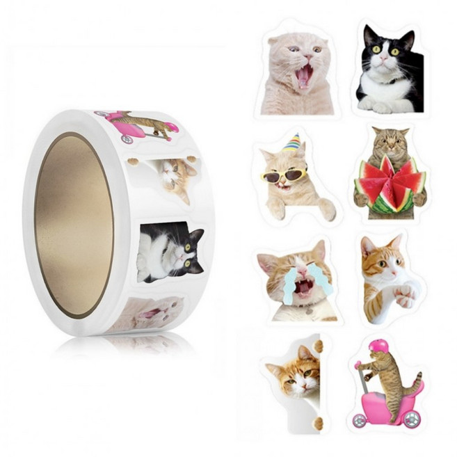 스노벨 귀여운 고양이 수박 스티커 500pcs, 1개, 혼합(S6217)