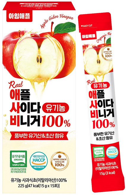 아임애플 유기농 애사비 100% 애플사이다비니거 1박스 15포, 225g, 1개