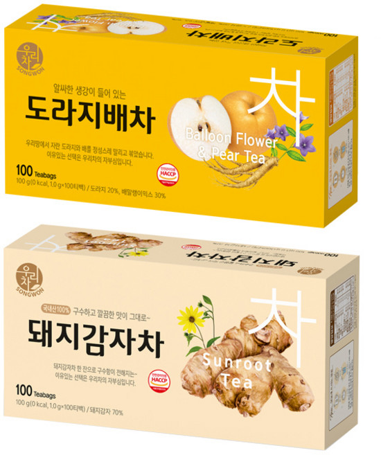 송원 돼지감자차 100T +도라지배차 100T