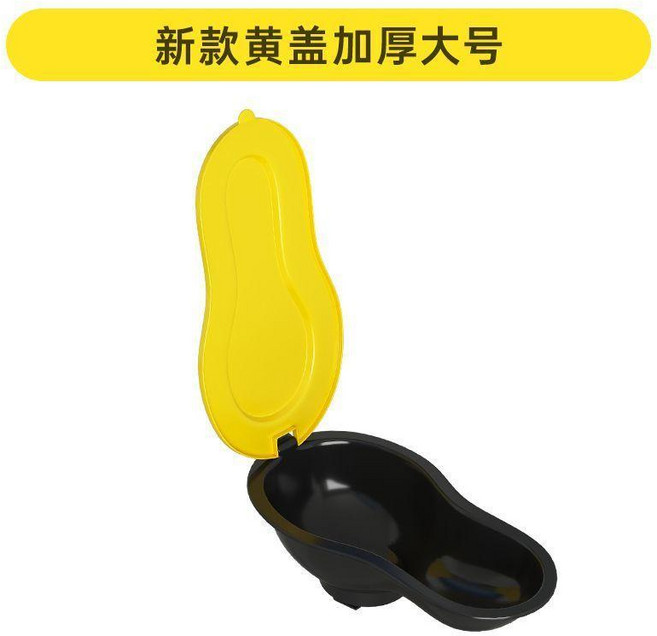 超值 加厚防臭裝修臨時一次性簡易馬桶蹲便器工地施工蹲坑塑料馬桶 副廠商品, 新款帶蓋 加厚大號 黑底黃蓋