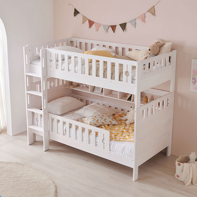 상일리베가구 샐리 원목 이층침대 본넬매트리스, 수직형화이트