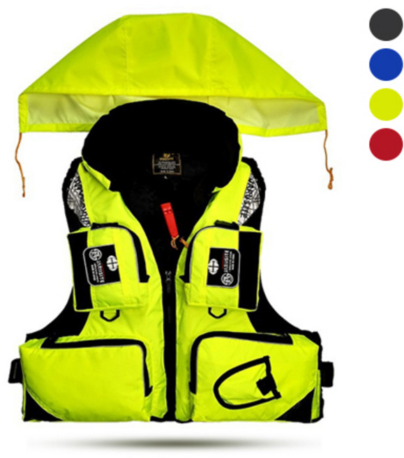 GSTUFF 주머니 바다 낚시조끼 바다 민물 루어조끼, 네온옐로우