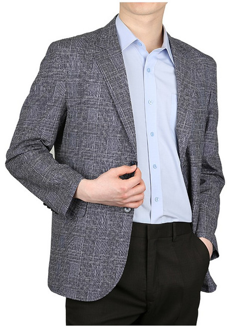 남자 시원하고 내구성 좋은 백화점용 국산 여름 정장 체크 콤비 자켓 SB5-COS-LV70
