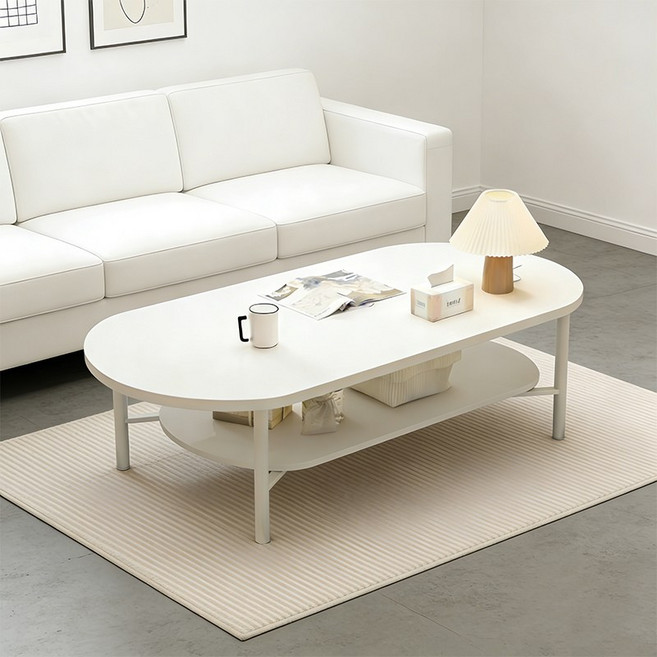 BLACK K7 거실 테이블 2단 수납형 소파 테이블 1200, 흰색 100×50×42CM