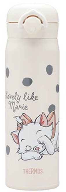 THERMOS 膳魔師 輕巧變不鏽鋼真空保溫瓶 瑪麗貓圓點款, SPIV 米色, 1個, 500ml