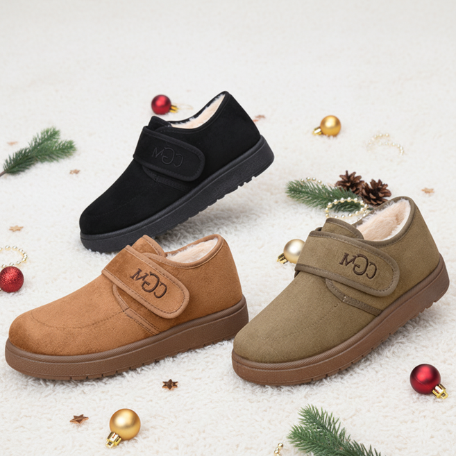 보노픽 여성 겨울 단화 발편한 털 신발 벨크로 방한화