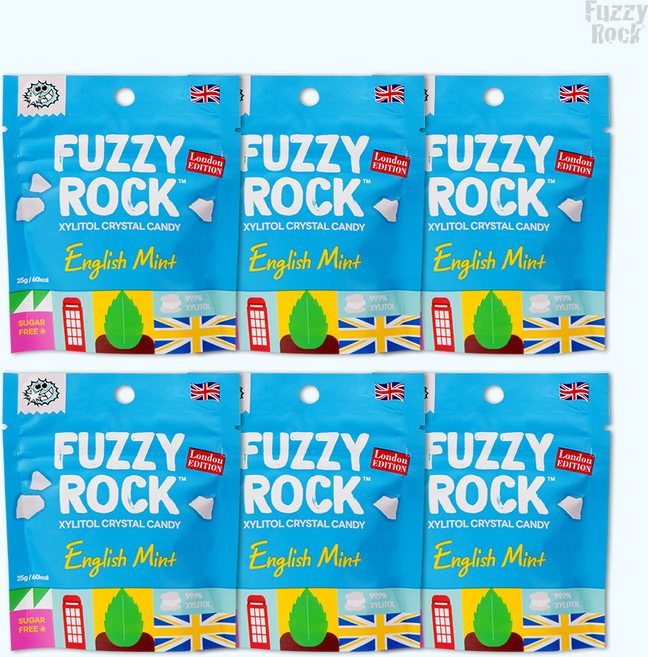 퍼지락 무설탕 자일리톨 캔디 런던에디션 잉글리쉬민트맛 지퍼백, 6개, 25g