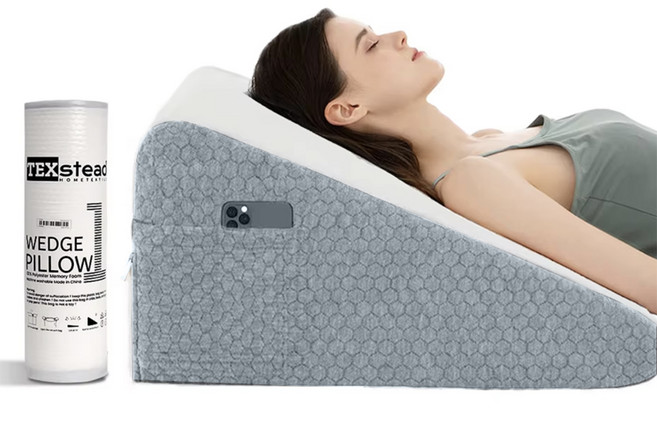 텍스스테드 불면증 완화 다기능 역류방지 쿠션 다용도 등받이 웨지필로우, 라이트그레이