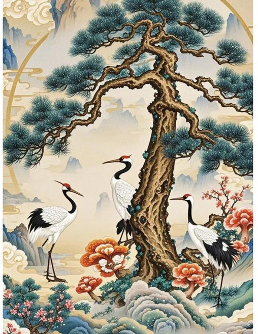 김수한무 두루미 소나무 우드 조각퍼즐 백년해로 학 재물운 돈 들어오는 풍수지리 풍경화 전통 수묵화 직소퍼즐 부모님 생신 효도선물, 1개, 선택09-김수한무 두루미 가족, 1500피스