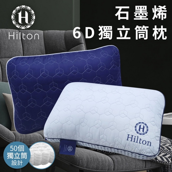 Hilton 希爾頓 石墨烯6D獨立筒枕, 雲朵白B2100-W, 1個