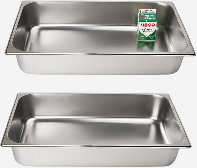 강화 스텐 사각 밧드 주방용 냉장고 반찬 바트 용기, 4인치 몸체만, 2개