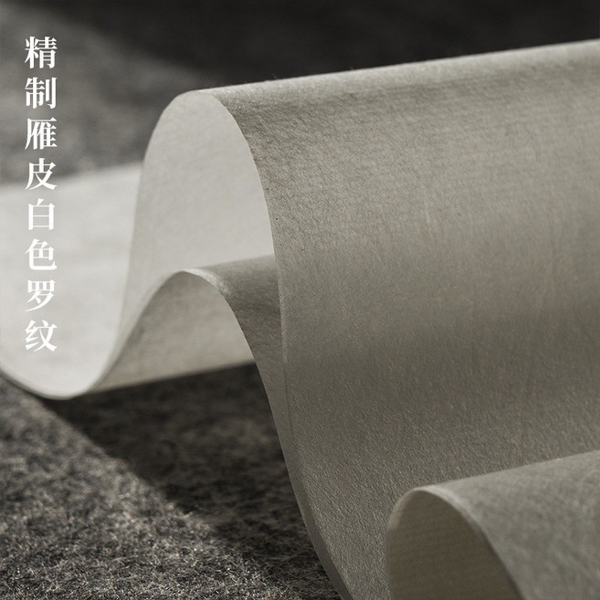 台東發出 蟬翼宣紙 雁皮羅紋紙 古籍修復木版水印畫小楷毛筆書法作品紙, 精制雁皮白色羅紋,四尺69*138厘米（10張/包）, 1個