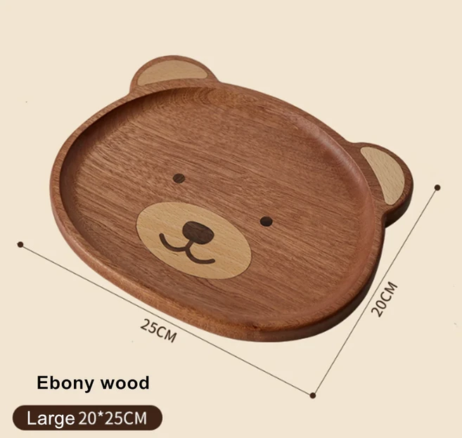 나무 곰 모양 서빙 트레이 흑단 흑호두 접시 장식용 디저트 플래터 케이터링 음식, 04 Ebony Large