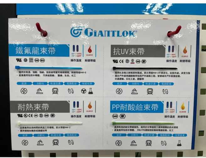 GIANTLOK GT-300ST-TF 鐵氟龍束帶 300mm x 4.8mm 藍色, 1個