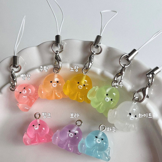 (8종 세트)테루테루 문어 비즈 폰고리, 1개, 8종세트